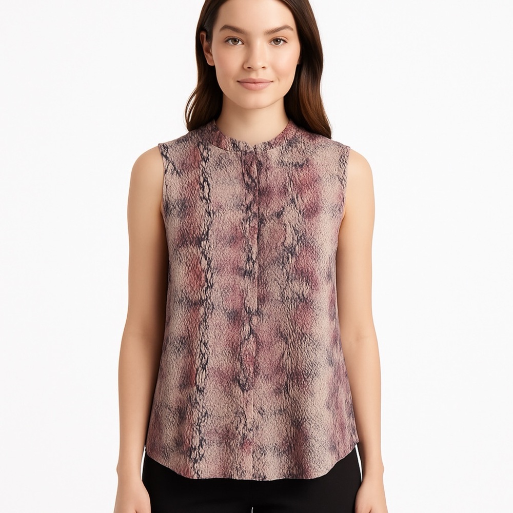 Jennifer Lopez Blouse Purple Python Sleeveless Size M